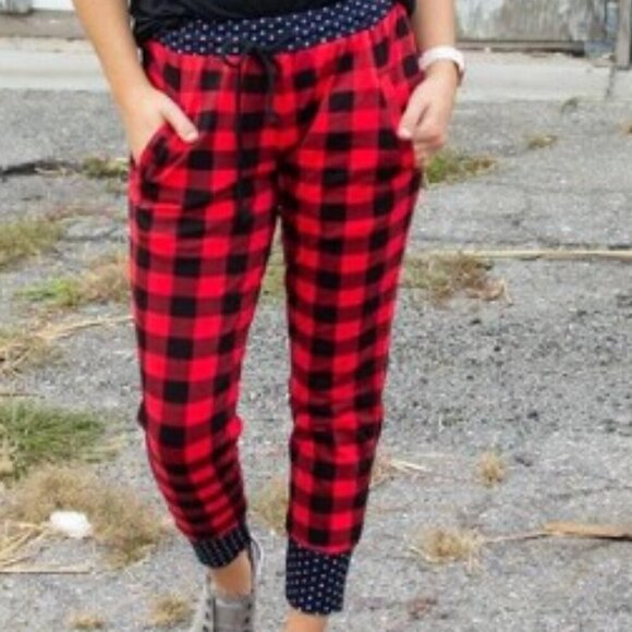 ROGUE BUFFALO PLAID JOGGERS ACTIVEWEAR CASUAL STYLISH LONGE PANTS - Picture 3 of 16